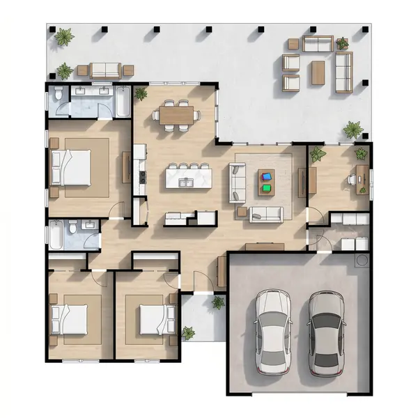 Bright 3-Bed with Garage floorplan