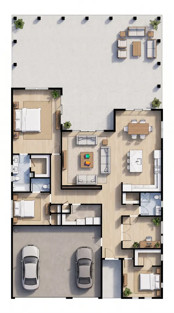 Bright 3-Bed with Dual Garages floorplan