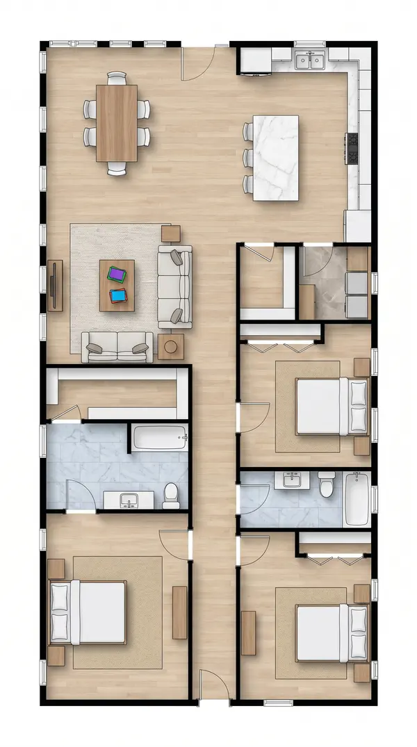 Cozy Earthy 3-Bed House floorplan