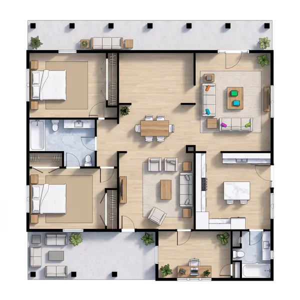 Spacious Earthy 2-Bed Home floorplan