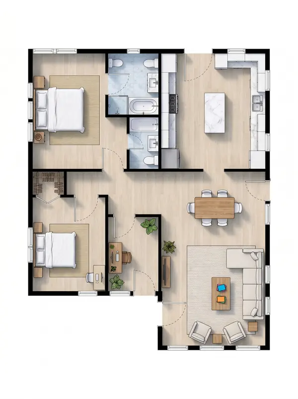 Earthy 2-Bed Home floorplan