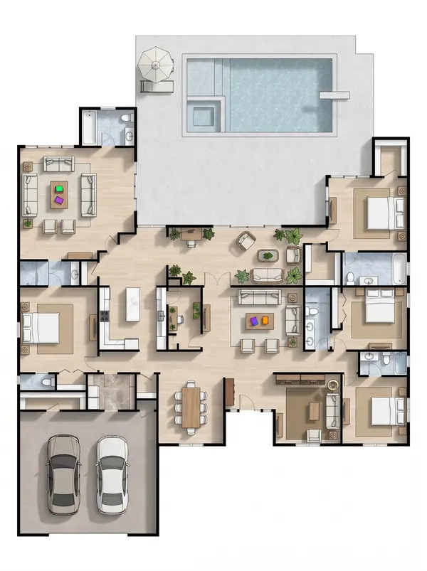 Bright 4-Bed Residence floorplan