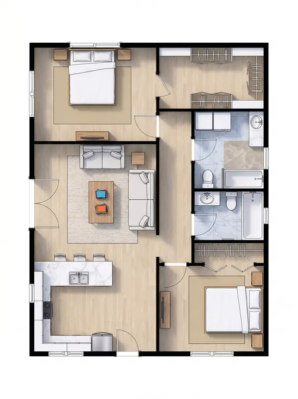 Earthy 2-Bed Home floorplan