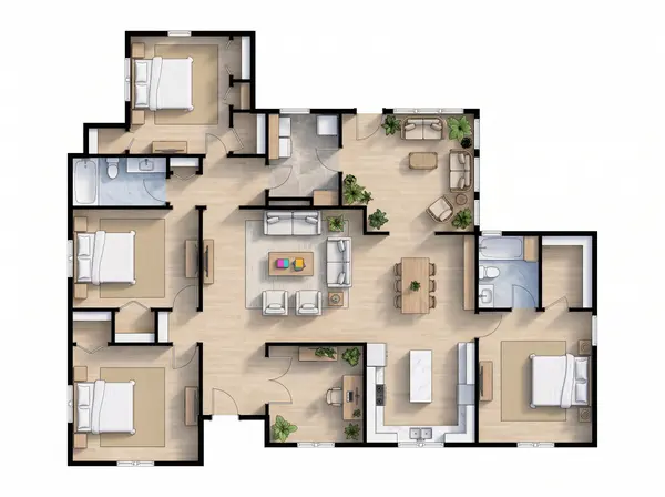 Earthy 4-Bed House floorplan