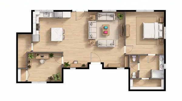 Cozy Earthy 1-Bed Home floorplan