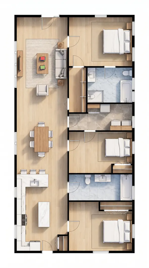 Spacious Bright 3-Bed floorplan