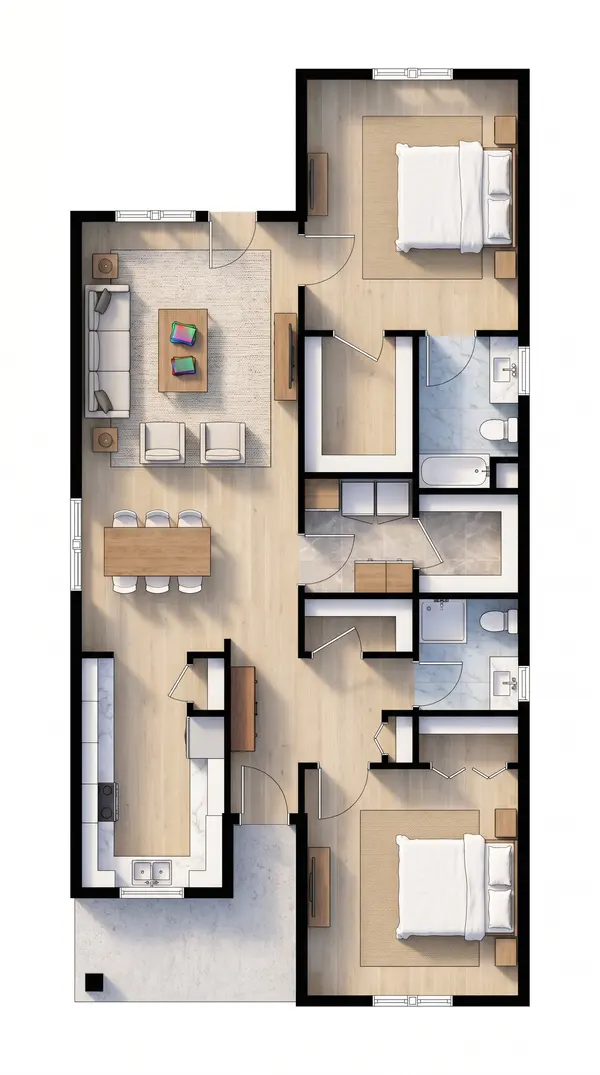 Cozy Earthy 1-Bed House floorplan