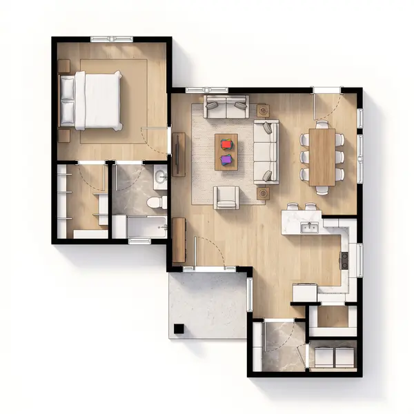 Cozy Earthy 1-Bed Home floorplan