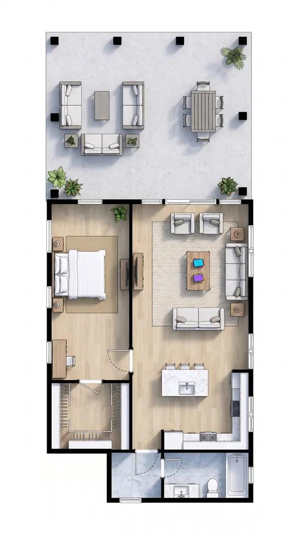 Sleek Bright 1-Bed Home floorplan