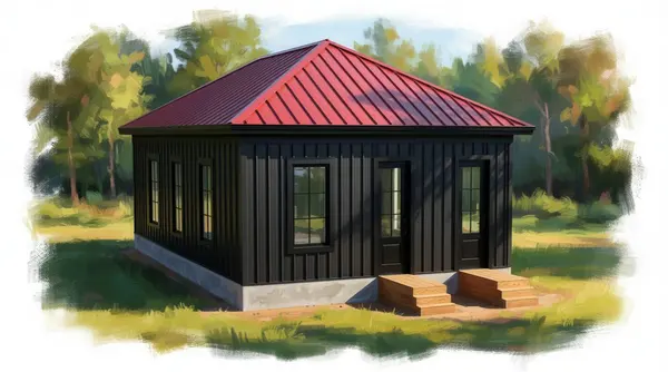 Compact Dark 1-Bed Home exterior render