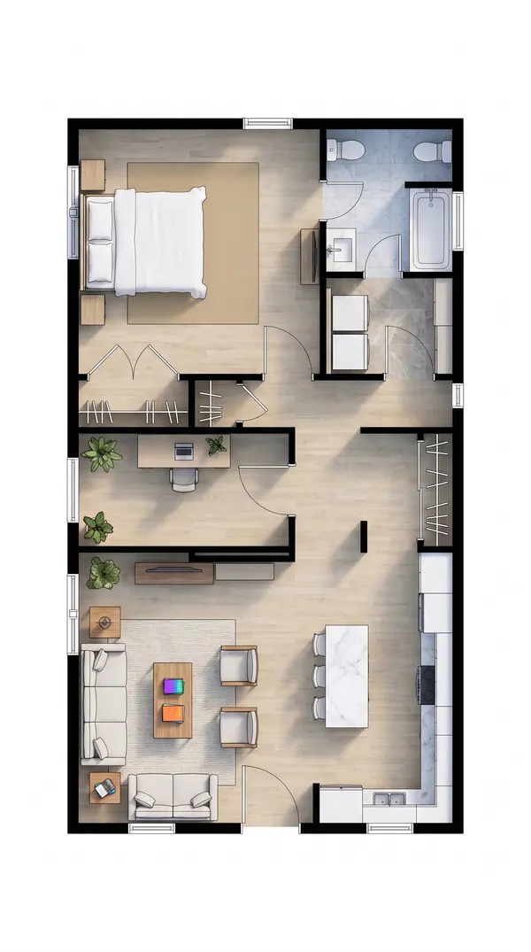 Compact Bold 1-Bed Home floorplan
