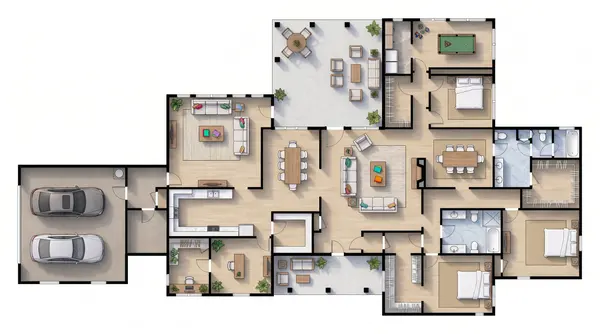 Sprawling 4-Bed Earthy floorplan