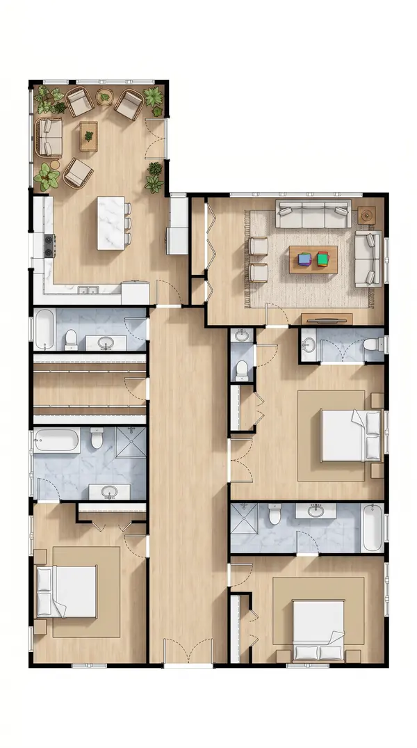 Earthy 4-Bed Residence floorplan