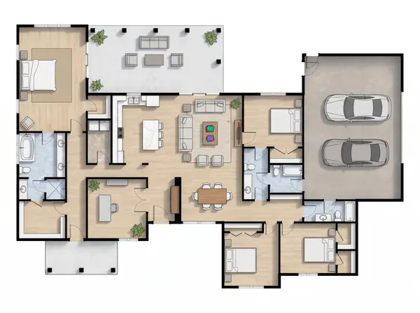 Bright 4-Bed House with Garage floorplan