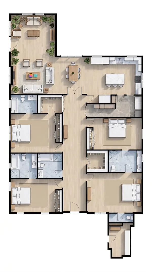 Sprawling Earthy 4-Bed House floorplan