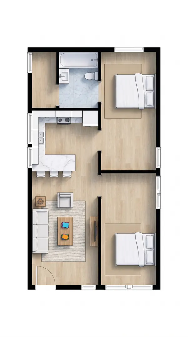 Bright 2-Bed floorplan