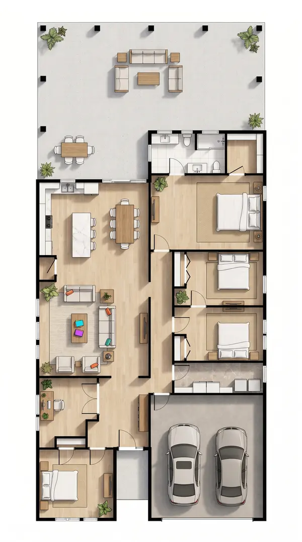 Spacious Dark 3-Bed House floorplan