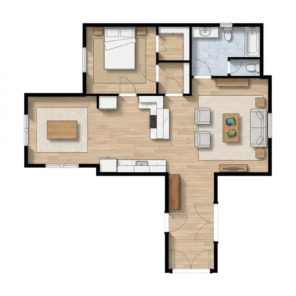 Compact 1-Bed Earthy floorplan