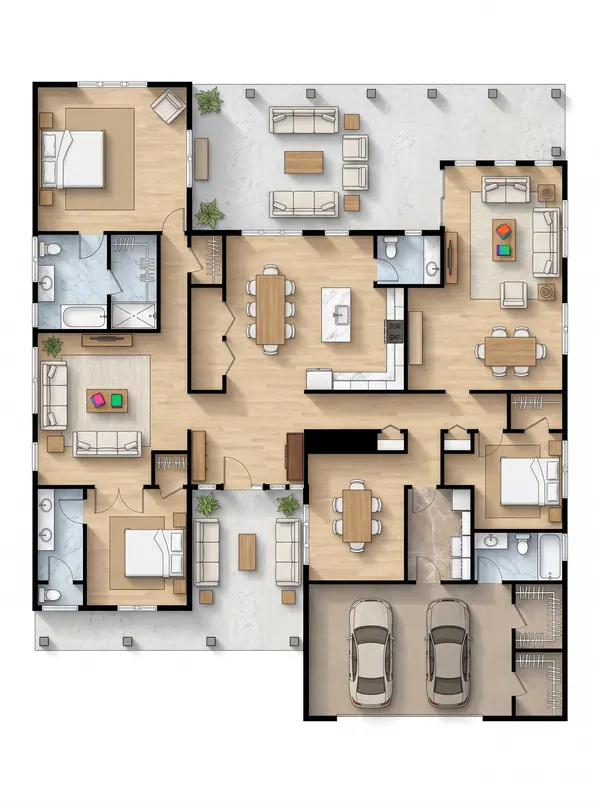 Spacious 3-Bed Earthy House floorplan