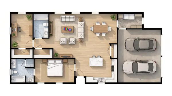 Compact Dark 2-Bed floorplan
