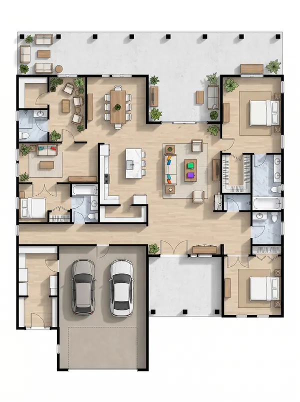 Classic 3-Bed House with Covered Porch floorplan