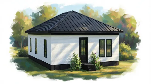 Compact Dark 2-Bed exterior render