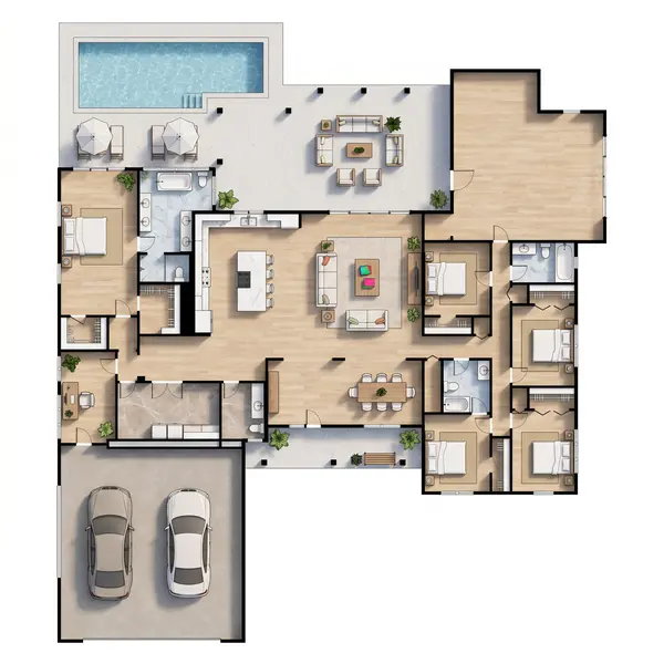 Sprawling 5-Bed Dark floorplan