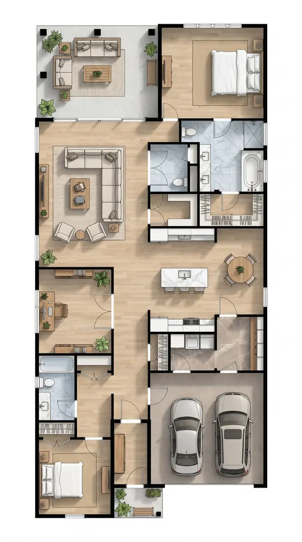 Earthy 2-Bed Home floorplan