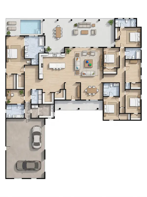 Bright 6-Bed Ranch floorplan