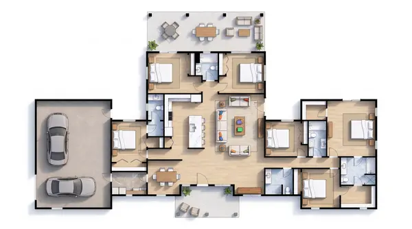 Bright 6-Bed with 3-Car Garage floorplan