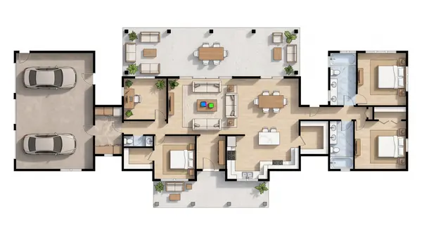 Bright 3-Bed House Plan floorplan