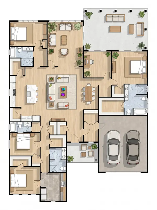 Spacious Bright 4-Bed floorplan