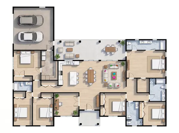 Sprawling Earthy 6-Bed House floorplan