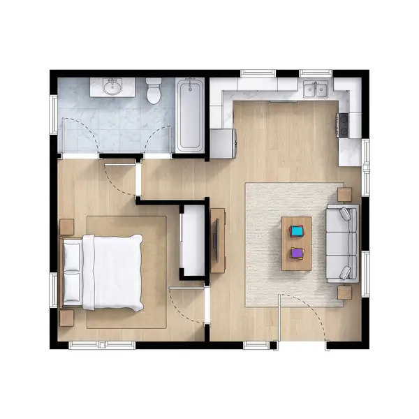Cozy 1-Bed Bright House floorplan