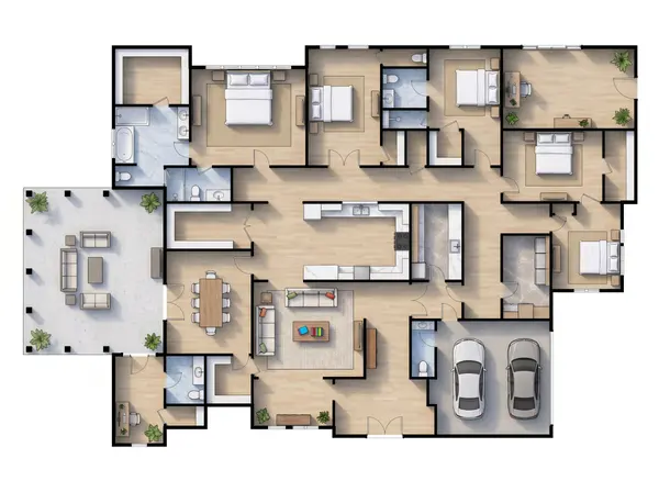 Bright 6-Bed House Plan floorplan