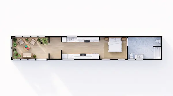 Compact Industrial 1-Bed Home floorplan
