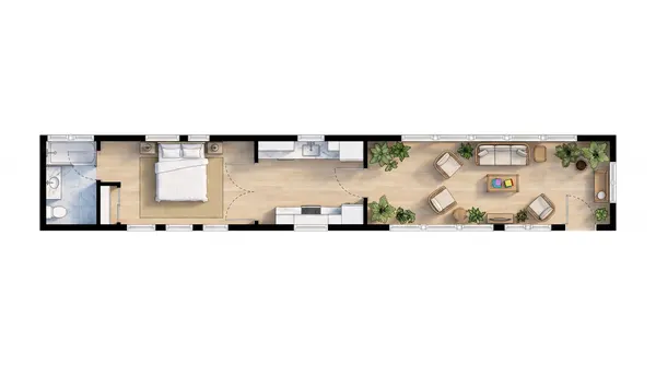 Compact Industrial 1-Bed Home floorplan