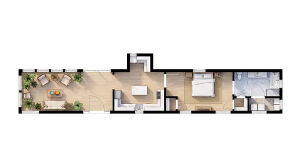 Industrial 1-Bed Home floorplan