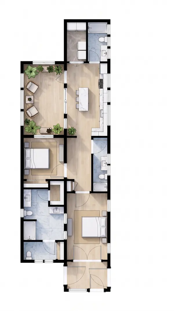 Compact Industrial 1-Bed floorplan