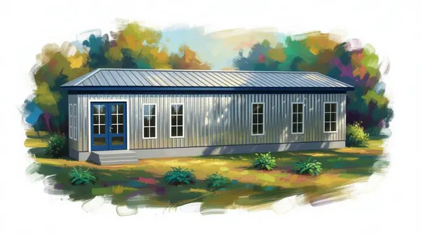 Compact Industrial 1-Bed Home exterior render
