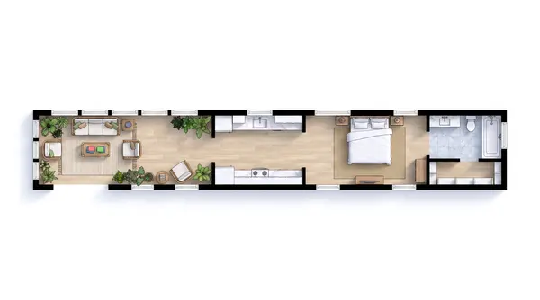 Compact Industrial 1-Bed Home floorplan