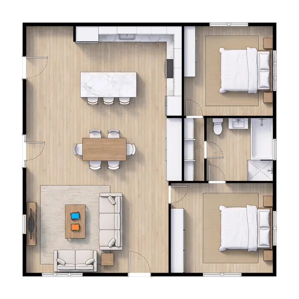 Bright 2-Bed Home floorplan