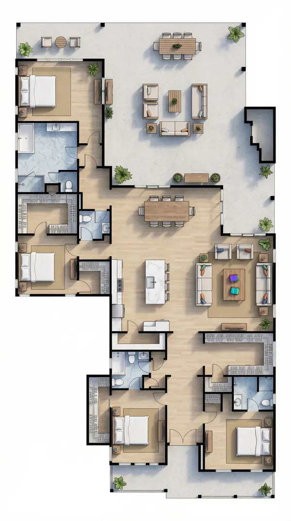 Spacious 4-Bed Earthy floorplan