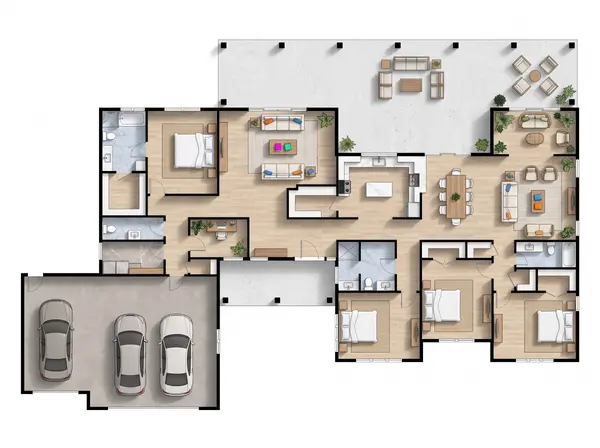 Sprawling Dark 4-Bed floorplan