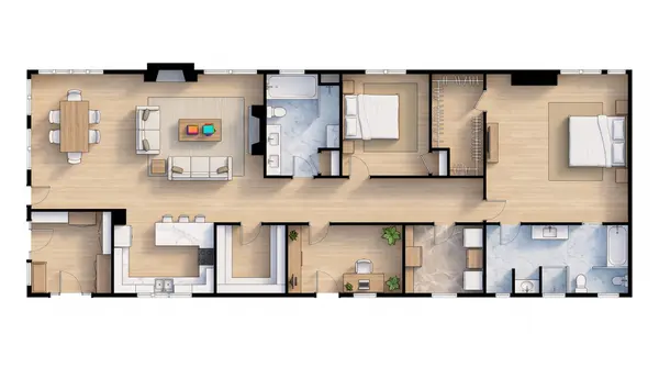 Expansive Natural 2-Bed floorplan