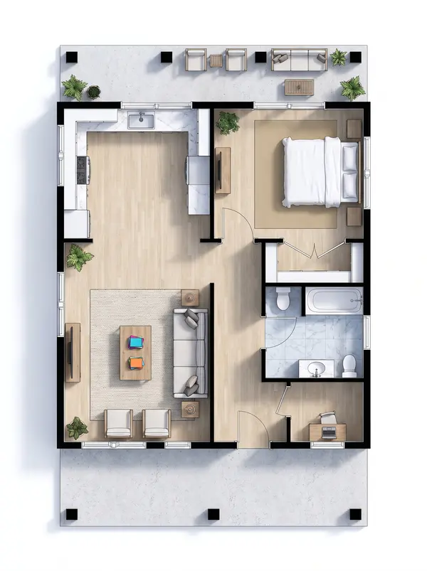 Bright 1-Bed Home floorplan