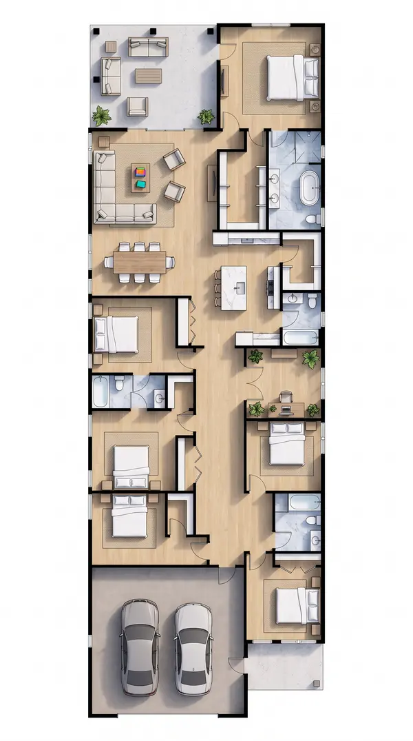 Spacious Industrial 6-Bed House floorplan