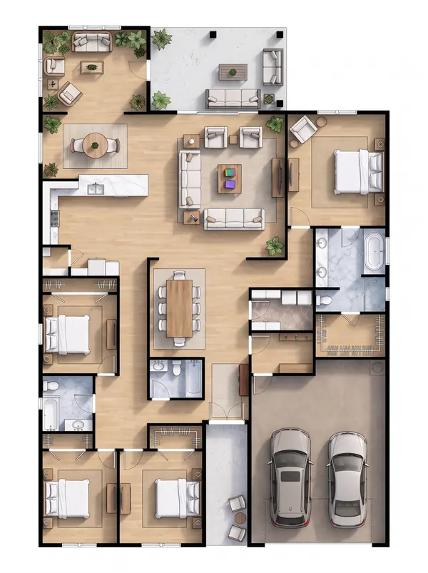 Industrial 4-Bed House floorplan