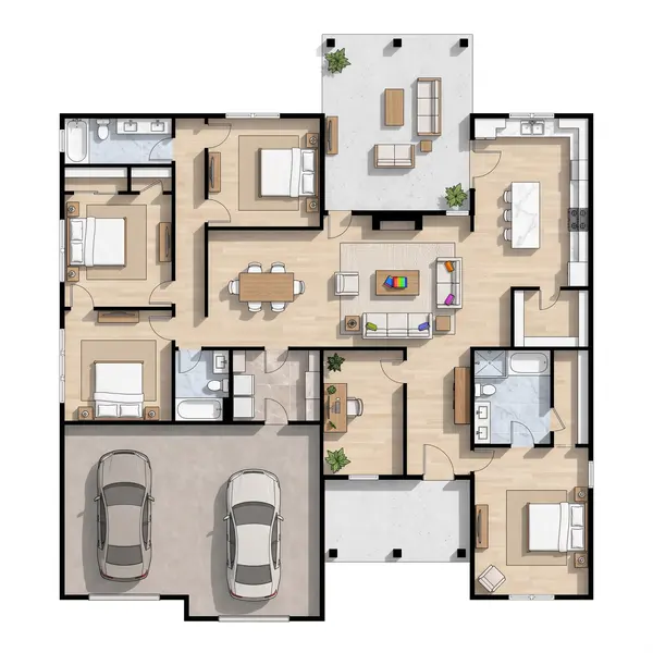 Sleek Dark 4-Bed Home floorplan