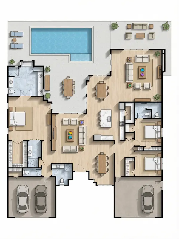 3 Bed 4 Bath House Plan floorplan